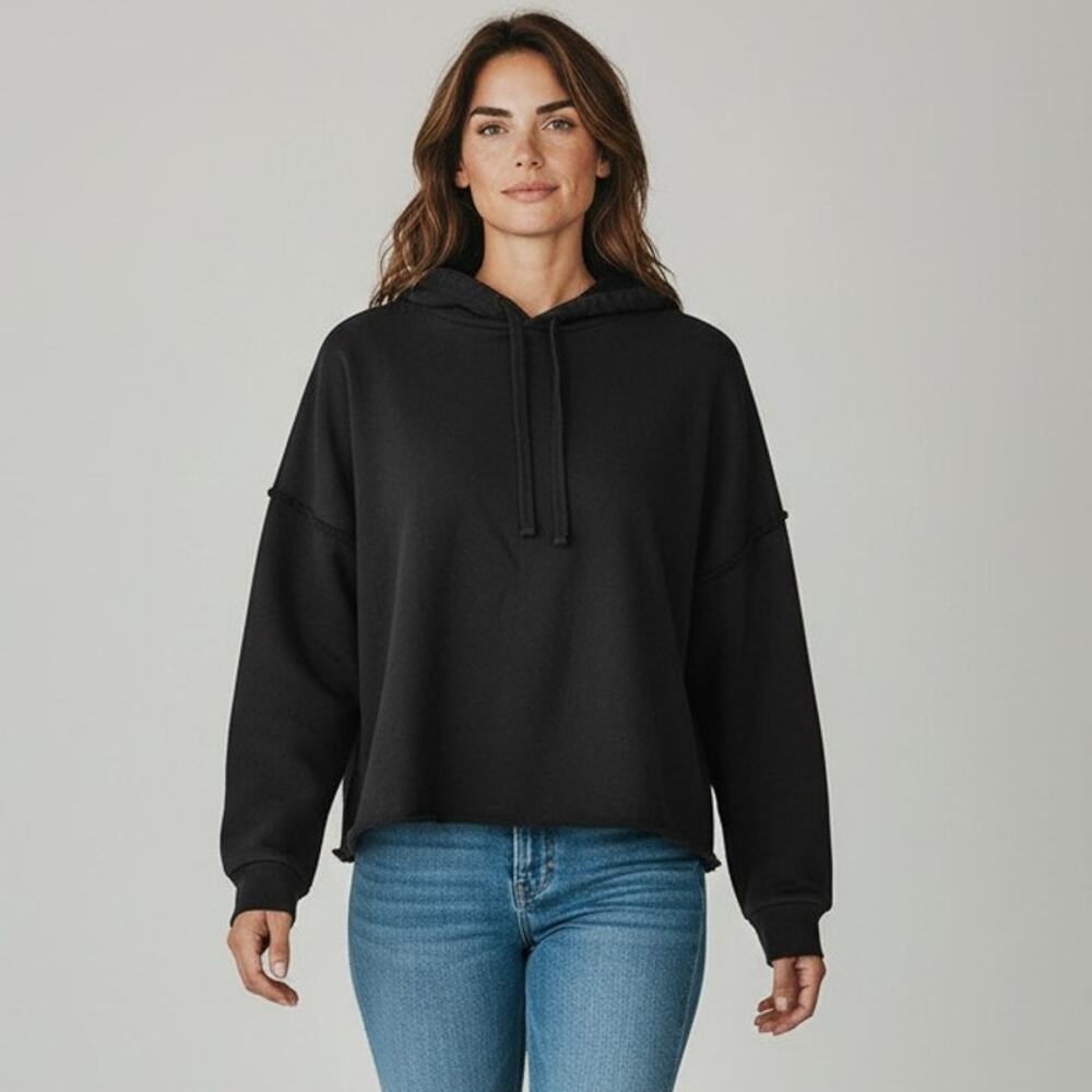 S Sweatshirt Hoodie Eileen Fisher Organic Cotton French Terry Hooded Top Black